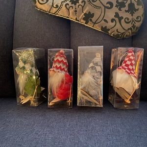 4 adorable skiing gnome Christmas ornaments